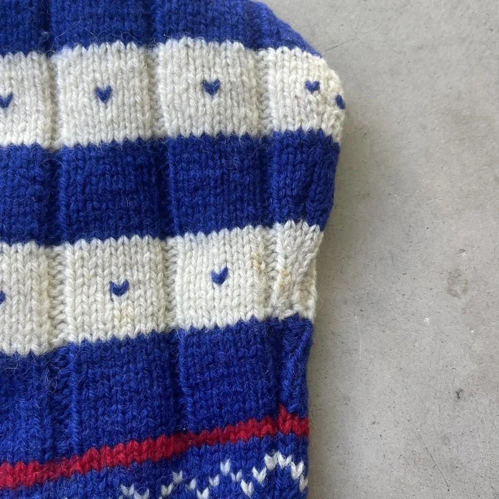 Vintage Polo Ralph Lauren Blue Nordic Fair Isle‎ Sweater Hand Knit Wool Sz M